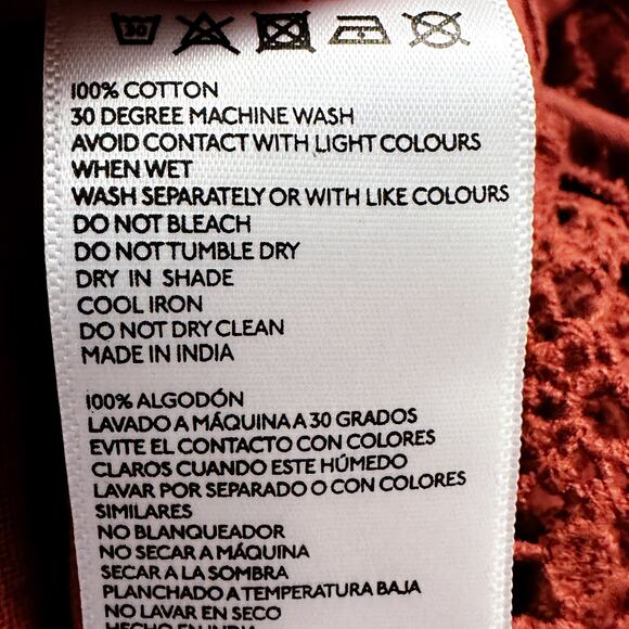 Urban Outfitters Tilly Lace Inset Crochet Boho Gauze Jumpsuit Rust Red Sz S NWT - Picture 10 of 12